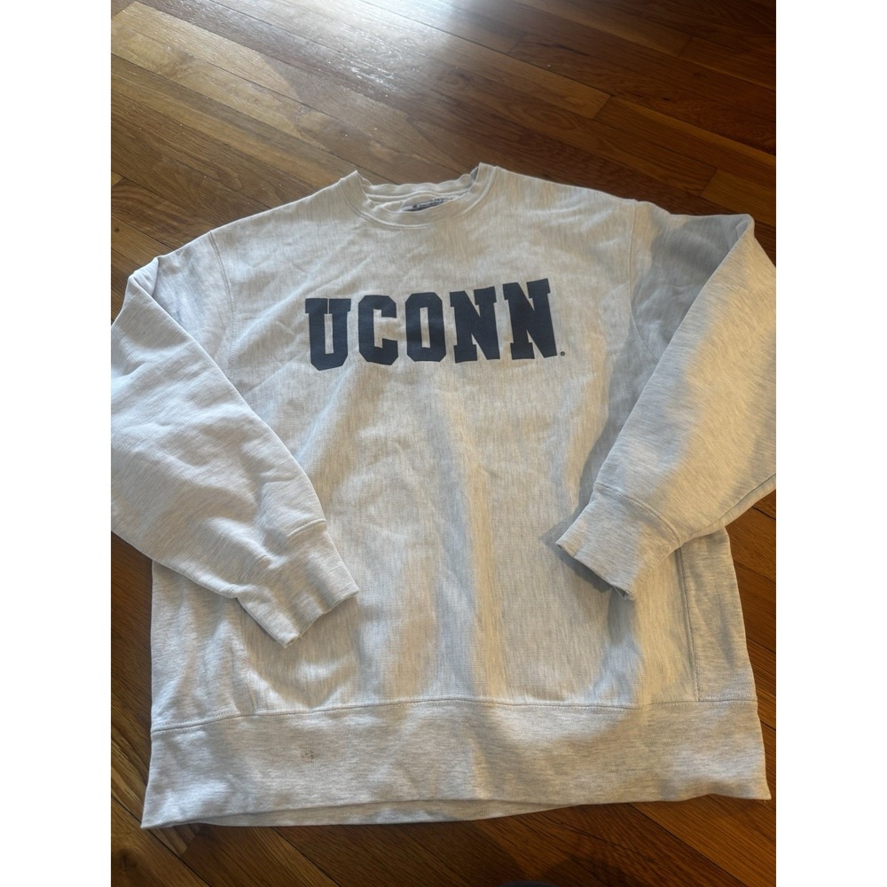 Vintage UCONN Champion Original Reverse Weave Gray Sweatshirt‎ Men's Spellout M